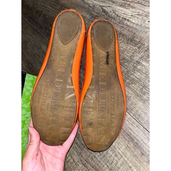 Sam Edelman Clement Orange Patent Leather Baller Flats 10 with box - Picture 3 of 5